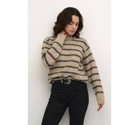 Kaffe Katrina Striped Crew Neck Pullover In Light Beige Light Beige