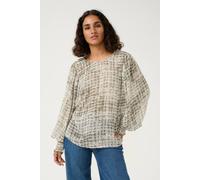 Kaffe Katrinike Round Neck Long Sleeve Blouse Checked In Grey Grey 10
