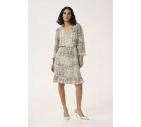 Kaffe Katrinike V-Neck Long Sleeve Dress Checked In Grey Grey 10