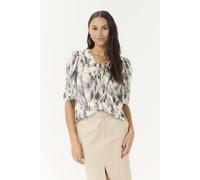 Kaffe Kavicki Tie Neck Short Sleeve Blouse In Light Grey Light Grey 14