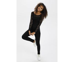 Kaffe Lacy Lace Long Sleeve Blouse In Black Black XXL