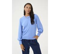Kaffe Lizza Crew Neck Button Cuff Pullover In Baby Blue Baby Blue L