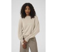 Kaffe Lizza Crew Neck Button Cuff Pullover In Beige Beige