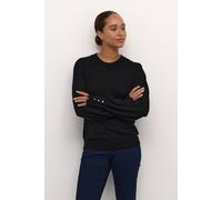 Kaffe Lizza Crew Neck Button Cuff Pullover In Black Black S