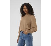 Kaffe Lizza Crew Neck Button Cuff Pullover In Light Brown Light Brown XL