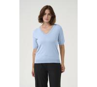 Kaffe Lizza V-Neck Short Sleeve Pullover In Baby Blue Baby Blue XS