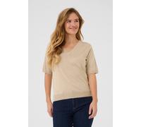 Kaffe Lizza V-Neck Short Sleeve Pullover In Grey Grey XS