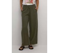 Kaffe Milia Elastic Waist Wide Leg Trousers In Dark Olive