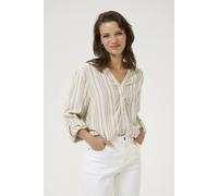 Kaffe Milia Long Sleeve Notch Neck Blouse In Beige Beige 18