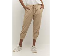 KAFFE Naya Capri Trousers Women's Summer Casual 3/4 Summer Trousers High Waist Capri Trousers with Drawstring, Classic Sand, 16