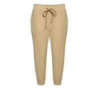 KAFFE Naya Capri Trousers Women's Summer Casual 3/4 Summer Trousers High Waist Capri Trousers with Drawstring, Classic Sand, 12