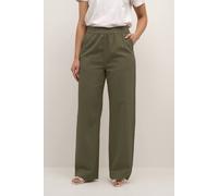 Kaffe Naya Elastic Waist Casual Wide Trousers In Olive