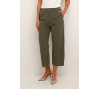 Kaffe Naya Elastic Waist Cropped Trousers Plain In Green Green 8