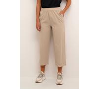 Kaffe Naya Elastic Waist Cropped Trousers Plain In Natural Natural 16