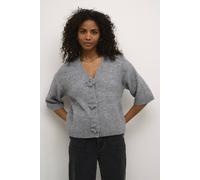 Kaffe Rosie Flower Button V-Neck Cardigan In Light Grey Light Grey XS