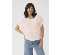 Kaffe Round Neck Short Sleeve Blouse In Pale Pink Pale Pink