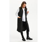 Kaffe Severina Knee-Length Quilted Gilet Plain In Black Black 10