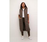 Kaffe Severina Knee-Length Quilted Gilet Plain In Brown Brown 18