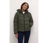 Kaffe Susanne Hood Zipper Puffer Jacket In Dark Olive