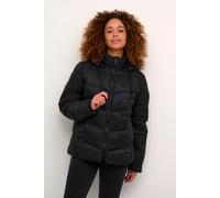 Kaffe Susanne Hood Zipper Puffer Jacket Plain In Black Black 16