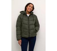 Kaffe Susanne Hood Zipper Puffer Jacket Plain In Green Green 14