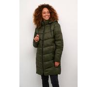Kaffe Susanne Hooded Zipper Puffer Coat Plain In Green Green 10