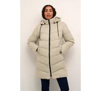 Kaffe Susanne Hooded Zipper Puffer Coat Plain In Grey Grey 10