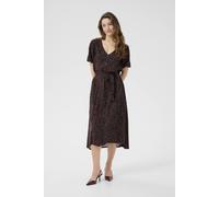 Kaffe Women's Beathe Buttons V-neck Belted Maxi Dress in Burgundy | Size: 14