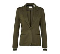 Kaffe Women's Blazer Single Breasted Notch Lapel Slim Fit Rib Knit Cuffs, Forest Night Chalk Stripe, XL