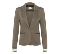 KAFFE Women's Blazer Single Breasted Notch Lapel Slim Fit Rib Knit Cuffs, Major Brown/Chalk Stripe, M