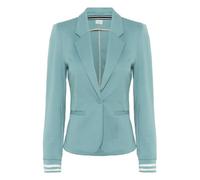 KAFFE Women's Blazer Single Breasted Notch Lapel Slim Fit Rib Knit Cuffs, Teal/Grey-Chalk Stripe, S