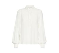 KAFFE Women's Blouse Frills Henley Neck Long Sleeves Regular Fit Buttons, Chalk, 10 (S)