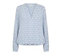 KAFFE Women's Blouse Loose Fit Long Sleeves V-Notch Neck Printed Top Elastic Hem, Blue/Moonstruck Print, 14