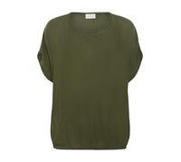 KAFFE Women's Blouse Short Batwing Sleeves Round Neck Elastic Hem Loose Fit Top, Grape Leaf, 14