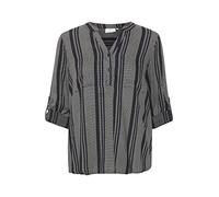Kaffe Women's Blouse V-Notch Neck Long Sleeves Casual Fit Printed Chest Pockets, Black/Chalk Small Diamonds, XS