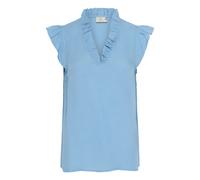 Kaffe Womens Blouse with short sleeve Regular fit Heritage Blue - Light Blue - Size Small