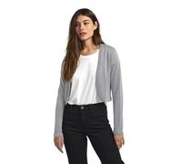 KAFFE Women's Bolero Slim Fit Long Sleeves Open Front Rounded Edges Cardigan Sweater, Grey Mel. W. Silver Lurex, Small
