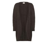 KAFFE Women's Cardigan Open Front Mid-Thigh Length Chevron Pattern Regular Fit Sweater, Black Coffee, L