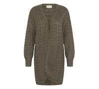 KAFFE Women's Cardigan Open Front Mid-Thigh Length Chevron Pattern Regular Fit Sweater, Morel, L