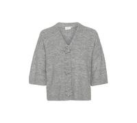 KAFFE Women's Cardigan V-Neck Floral Buttons 3/4 Sleeves Regular Fit Hip Length Sweater, Grey Mix, M