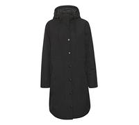 KAFFE Women's Coat Jacket Outerwear Hooded Long Sleeves Longline Parka, Black Deep, UK 14
