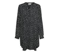 KAFFE Women's Dress Above Knee Length Casual Fit Long Sleeves V-Notch Neck, Black/Chalk Dots, 8
