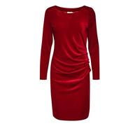 KAFFE Women's Dress Above Knee Length Regular Fit Long Sleeves Boat Neck, High Red, 12