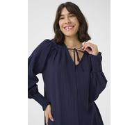 KAFFE Women's Dress Tie V-Neck Casual Fit Long Sleeves Above Knee Length, Midnight Navy, 14