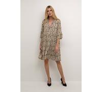 Kaffe Women's Edita Tiered Knee-Length V-Neck Dress in Ecru | Size: 18