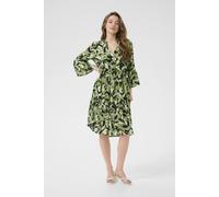 Kaffe Women's Edita Tiered Knee-Length V-Neck Dress in Olive | Size: 14