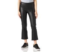 Kaffe Women's Faux Leather Trousers Jeggings with Pockets Slim Fit Wide Legs Pants, Black Deep, 32