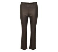 KAFFE Women's Faux Leather Trousers Jeggings with Pockets Slim Fit Wide Legs, Java, 16