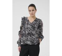 Kaffe Women's KAalica V-Neck Long Sleeve Blouse in Dark Grey | Size: 14
