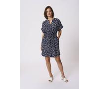 Kaffe Women's KAbarton Tie Waist Shirt Mini Dress in Dark Navy | Size: 10